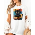 thumbnail image 2 of Bruh Cat Funny Meme T-Shirt with Grumpy Black Cat Face and Retro Sunset Background Perfect for Sarcastic Humor and Cat Lovers, 2 of 5