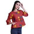 thumbnail image 3 of Moomaya Boho Tops Cotton Casual Loose Blouses Summer Wear Top Round Neck T Shirt, 3 of 5