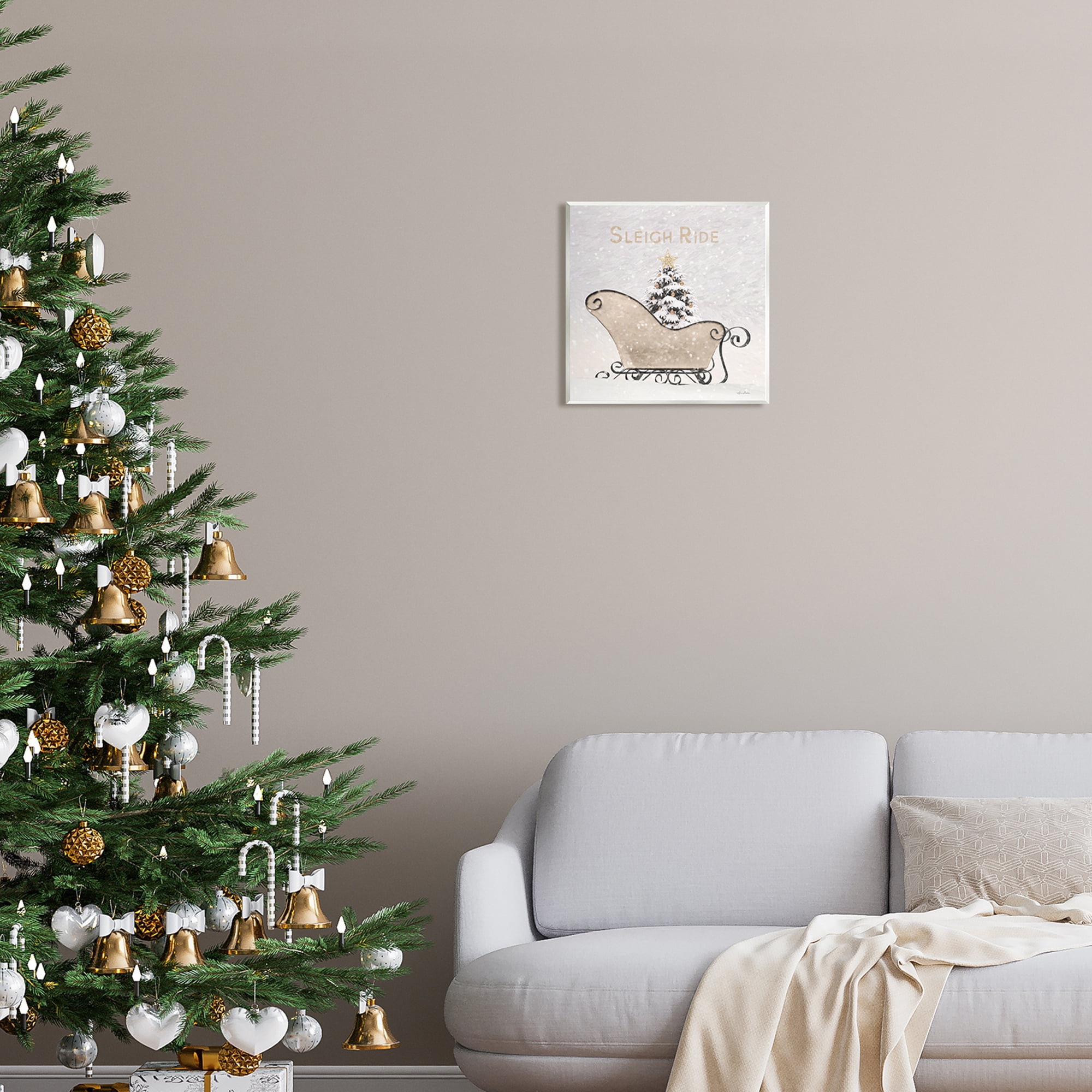Stupell Industries Sleigh Ride Winter Scene Holiday Painting Unframed Art Print Wall Art, 12 x 12
