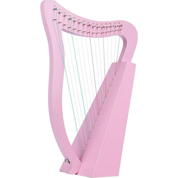 JOYGOOD Harp Autoharps Lyre Romantic and Elegant Handmade Guqin, Small Traditional Stringed Instruments, Classic Harp with Show Package, Tuner (Color : Pink, Size : 15 String)