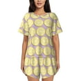 thumbnail image 1 of Fotbe Yellow Lemon Slices Conjunto de Pijama Estampado para Mujer, 2 Piezas, Ropa de Dormir con Camiseta de Manga Corta y Shorts Suaves-Small, 1 of 6