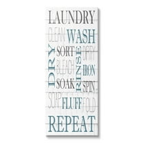 Stupell Industries Laundry Room Blue White Text Typography Sign Canvas Wall Art, 10 x 24, Design by Kim Allen