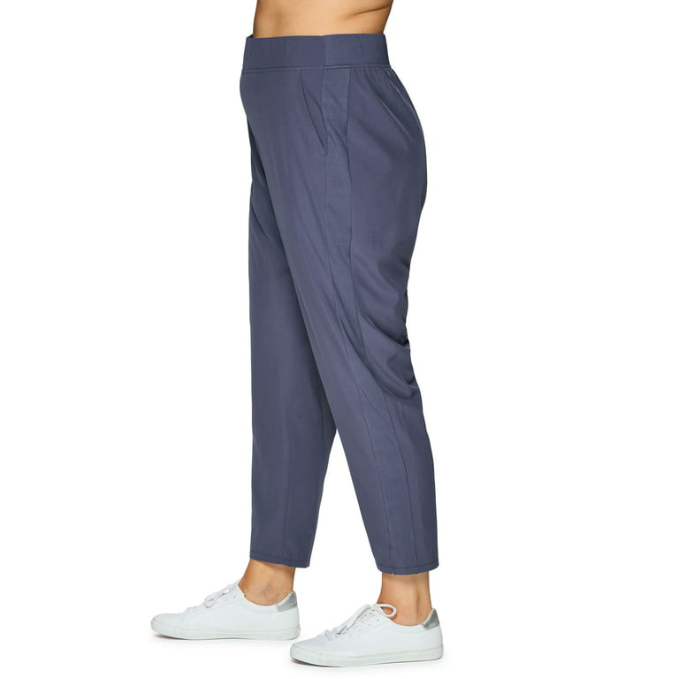 RBX Active Women's Ribbed Side Woven Ankle Pant With Pockets