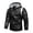 Black, variant on Men's Leather Stand Collar Detachable Hooded Embroidered Colorblock Motorcycle Jacket, Black, Size L