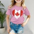 thumbnail image 2 of Toddler Boys Summer Tops Tees Stylish Maple Leaf Graphic Heart Pattern Print Striped T Shirt Short Sleeve Casual Fit Basic Tee Blouse Spring Shirts For Boy 6-7T, 2 of 4