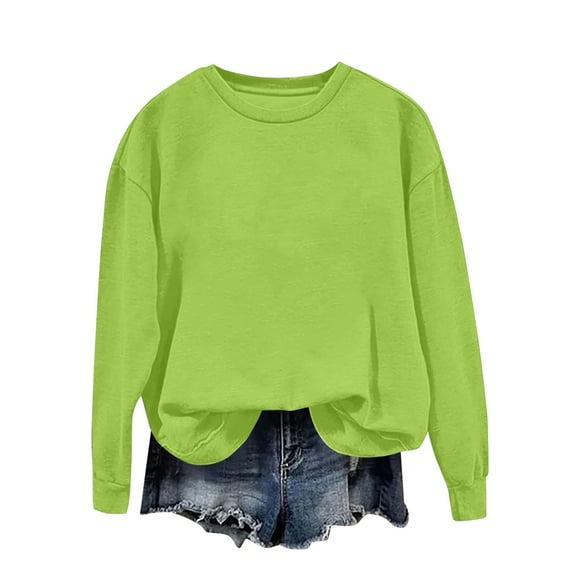 Mlkoz Sweatshirts for Women Lightweight and Soft Tops Crewneck Long Sleeve Loose Tops Solid Tops Pullover Shirts