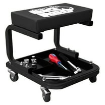 Torin Steel Rolling Padded Vinyl Creeper Mechanic Stool w/ Integrated Tool Tray
