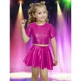 thumbnail image 6 of Happy Cherry Shiny Skirt Top Set for Kids Girl Metallic Dance Outfit Top Sequin Dress Performance Sparkly Disco Clothes Short Sleeve Crop Top with Skirt 4-5 Years, 6 of 7