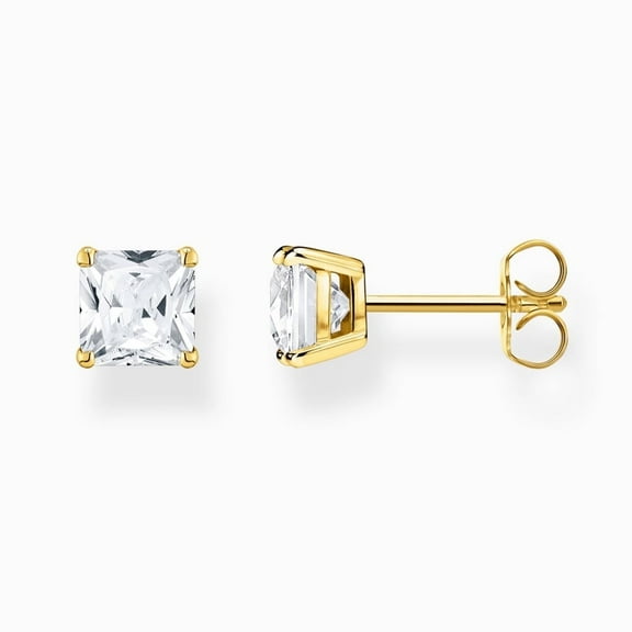 Paris Jewelry 18k Yellow Gold White Sapphire 3 Ct Square Stud Earrings Jewelry Gift for Women Princess plated