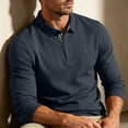 thumbnail image 6 of Long Sleeve Polos Shirt For Men Fashion Casual Breathable Golf T Shirts Lapel Button Business Office Wear (S, Navy), 6 of 7