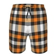 thumbnail image 3 of Goofa Orange Plaid Printed Mens Swim Trunks Summer Quick Dry Short Beach Swimwear Bathing Suits-X-Large, 3 of 9