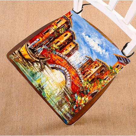 

YKCG Oil Painting View of Venice Italy City Landscape Seat Cushion Chair Cushion Floor Cushion Twin Sides 20x20 inches