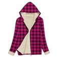 thumbnail image 4 of Womens Sherpa Lined Plaid Shacket Jacket Long Sleeve Zipper Up Fleece Hooded Jackets Fall Winter Warm Coat, 4 of 5