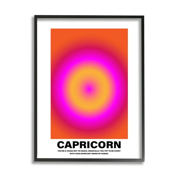 Stupell Industries Funny Capricorn Astrology Abstract Painting Black Framed Art Print Wall Art, 11 x 14