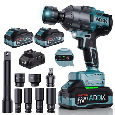 21V Power Impact Wrenches With 2x4.0Ah Battery Cordless Wrenches,1600 N.m 0-2600RPM,Power Impact Wrench With LED,6  Impact Wrench Sockets