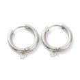 thumbnail image 3 of Resistant 201 Stainless Steel Huggie Hoop Earring Findings with Horizontal Loop and 316 Surgical Stainless Steel Pin Stainless Steel Color 19x17x2.5mm Hole: 2.5mm Pin: 1mm, 3 of 3