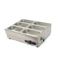 thumbnail image 3 of TECHTONGDA Commercial Food Warmer Stainless Steel Bain Marie Buffet Countertop 6-Pot Electric Steam Table 4"Deep, 3 of 7