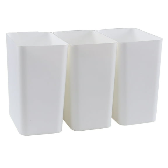Xyskin 3 Pack Plastic Trash Wastebasket, Garbage Cans, Deskside Garbage Bin, White, 4.5 Gallon