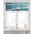 thumbnail image 2 of Teal Coastal Kitchen Valances for Windows Farmhouse Linen Window Valance Curtain for Living Room Window Treatment Summer Beach Nautical Ocean Waves Valance Rod Pocket Topper Drape, 54 x 18 Inch, 2 of 6