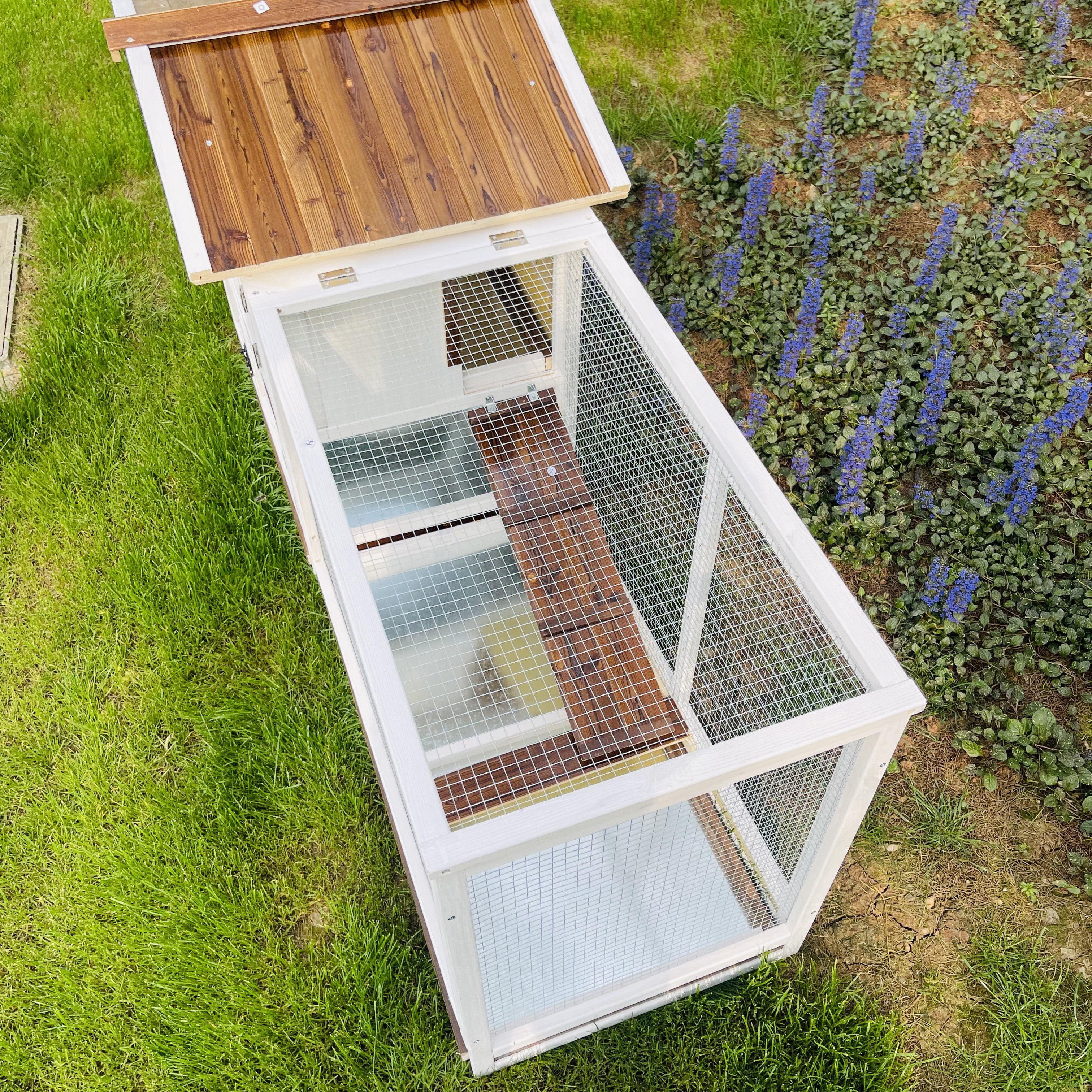 Outdoor GOOJOASIS Chicken Coop Indoor Rabbit Hutch with 3 Removable Tray 2 Story Rabbit House