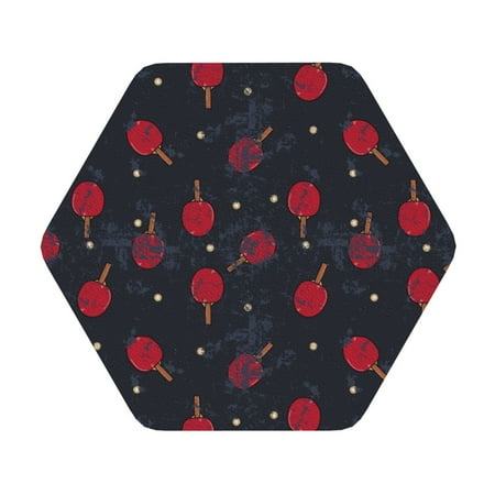 

Salouo Ping Pong Print Round Coaster Drink Coasters Leather Bar Beer Beverage Coasters for Drinks Set of 4 for Tabletop Protection Coffee Table Decor
