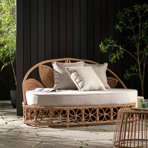 Daybed With And Throw Pillows Outdoor Finish Comfortable For Backyard Lounging