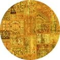 thumbnail image 1 of Ahgly Company Machine Washable Indoor Round Patchwork Yellow Transitional Area Rugs, 7' Round, 1 of 4