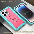 thumbnail image 6 of Dteck Case for iPhone 14 Pro 6.1-inch,Shockproof Rugged Rubber Armor 3-Layer Protection iPhone Case Hybrid Hard PC Back with Ring Holder Kickstand Cover, Green + Rose, 6 of 7