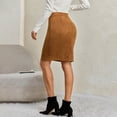 thumbnail image 7 of Gfyviroh Pencil Skirt for Women Comfy Faux Suede Slim Bodycon Skirts High Waist Stretch Office Casual Skirt, 7 of 7