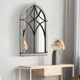 thumbnail image 2 of HOMCOM 36.5" x 23.5" Large Farmhouse Wall Mirror, Arch Window Mirror for Wall Decor in Living Room, Bedroom, Entryway, Rustic Wood Grain, 2 of 8