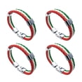 thumbnail image 1 of 4X Pulsera de Joyeria, Brazalete de Bandera Italiana, de Aleacion de Cuero, para Hombres Mujeres, Verde Blanco Rojo, 1 of 3