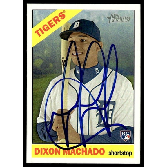 2015 Topps Heritage Baseball Dixon Machado RC Auto Detroit Tigers #570 Signed Autographed Baseball Trading Card
