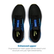 Brooks Men’s Ghost 16 Neutral Running Shoe - Black/Cobalt/Neo Yellow - 8 Medium