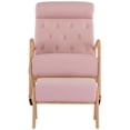 thumbnail image 6 of Glider Rocking Chair with Ottoman Set, Linen Upholstered Living Room Chairs with Side Pocket and Ergonomic Backrest, Leisure Single Armchair Side Chair Vanity Chair, Pink, 6 of 7