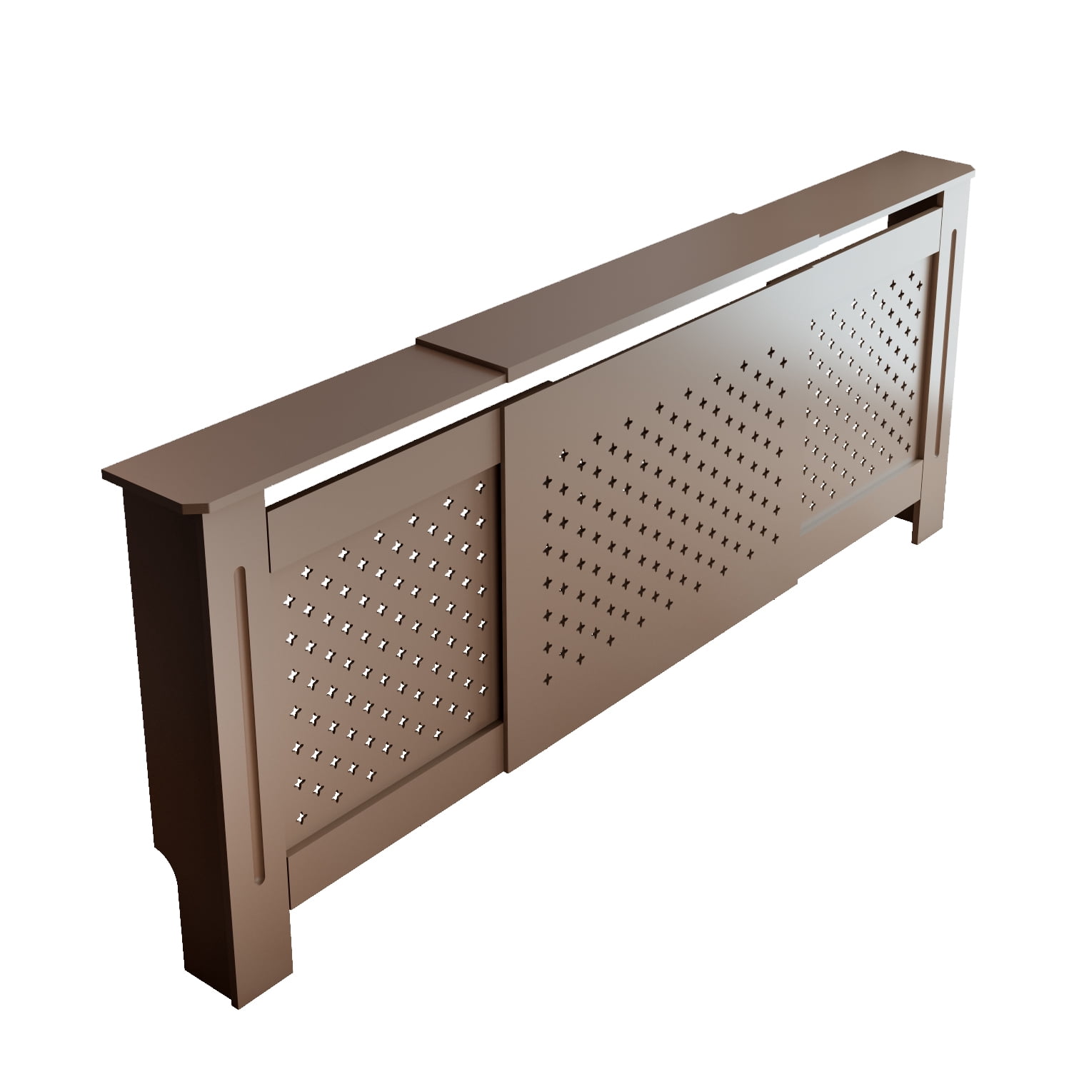 MDF Radiator Cover, Adjustable Width 80 in, Walnut, Heater Cabinet with Display Shelf