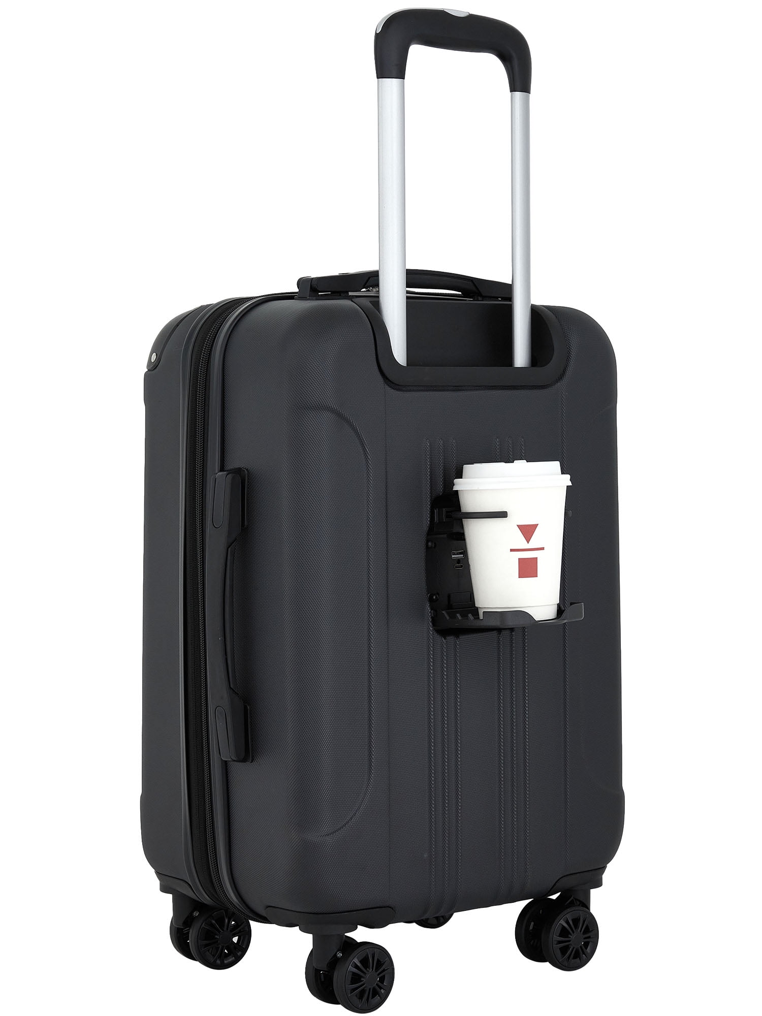 Travelers Club 3-Piece ABS Spinner Expandable Luggage Set with Cup Holder and USB Port - Black