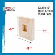 U.S. Art Supply 4 x 4 Birch Wood Paint Pouring Panel Boards, Studio 3/4 Deep Cradle (Pack of 5)