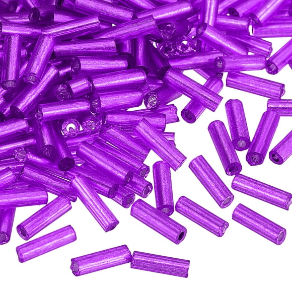 Uxcell 1300 Paquete de Cuentas de Vidrio Bugle, 6x1.7mm Tubo Mini Cuentas Espaciadoras de Vidrio Sueltas para DIY (Púrpura Profundo)