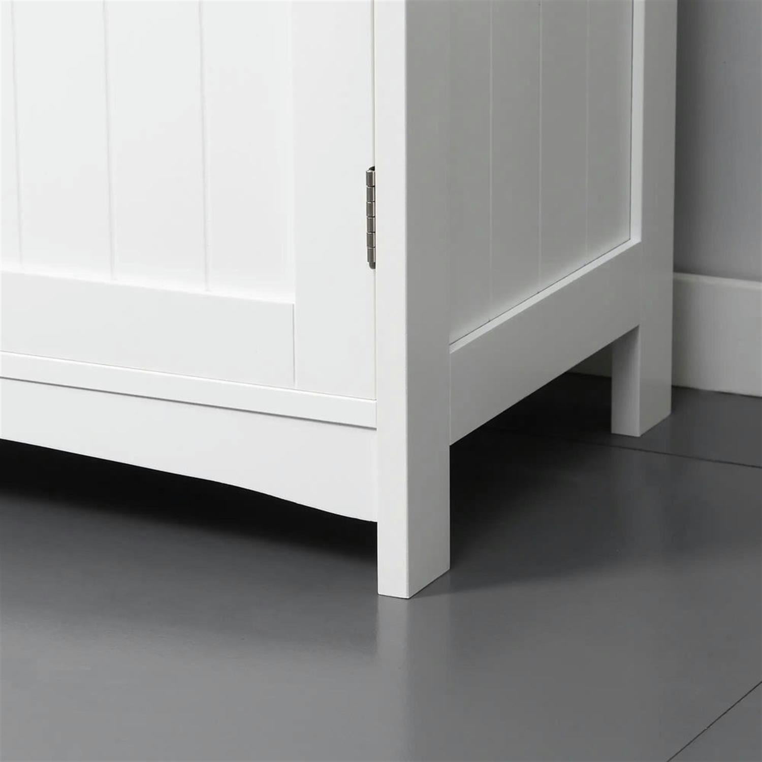 Demi Bonn 23" Modern Bathroom Vanity with U-Shape Cut-Out and Adjustable Shelf, Pedestal Sink 2-Door Cabinet, Under Sink Cabinet, White