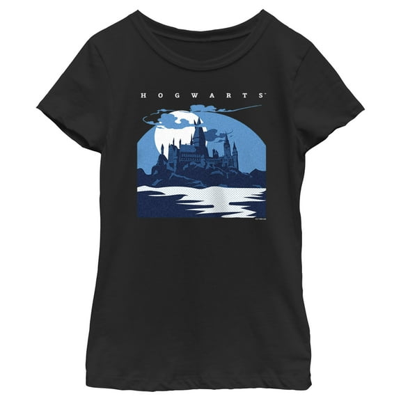 Girl's Harry Potter Hogwarts at Night Graphic Tee Black Medium