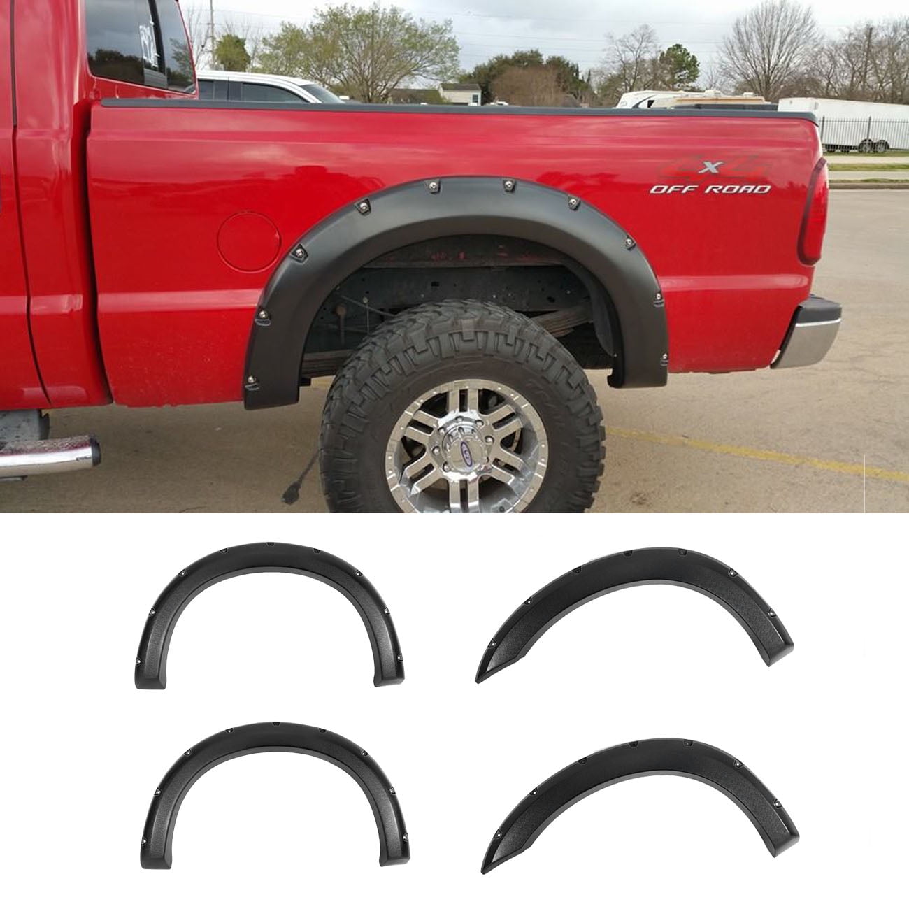 Alavente 4PC Wheel Fender Flares 19992007 Ford F250 F350 Kits Set, Black Pocket Rivet BoltOn