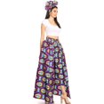 thumbnail image 3 of Sakkas Tasha Women's African Ankara Wax Capri Harem Pants w/Pockets & Overlay - 126-PurpleAqua - One Size Regular, 3 of 5