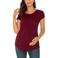 thumbnail image 2 of Vêtements de Grossesse Offres de l'Action de Grâce Liquidation Été Vêtements de Maternité pour Femmes Col Rond Manches Courtes Volants Pli Hauts de Grossesse, 2 of 5