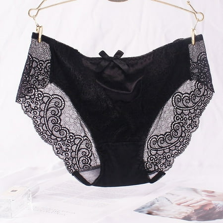 

QWANG Sexy Ladies Transparent Lace Panties Big Size Cotton Hollow Breathable Quality