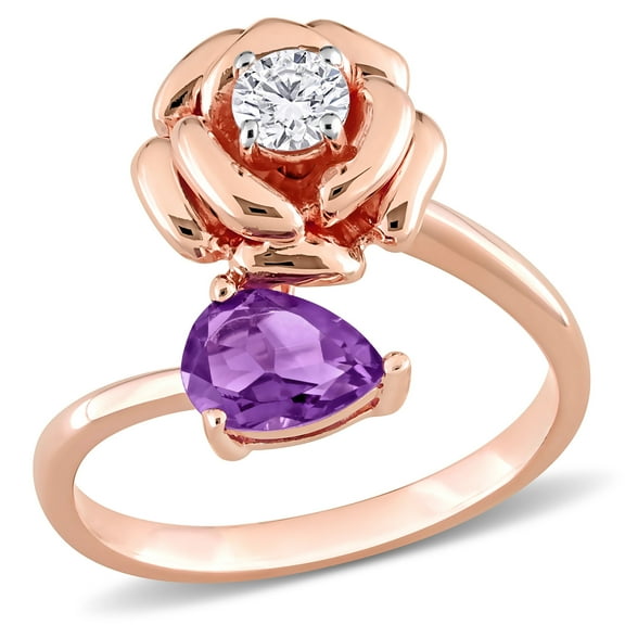 Everly Women's Topaz and Amethyst Rose Gold Plated Ring