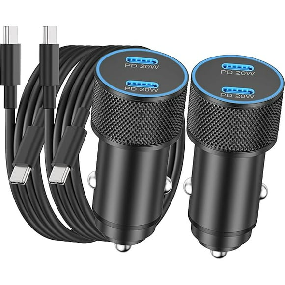 YJJSKEJI for iPhone 16/15 Pro Max Car Charger, 2-Pack 40W Dual Port Fast USB C Car Charger Power Cigarette Lighter Adapter with 3FT USB-C to C Cable for iPhone 16/16 Plus/16 Pro Max /15/15 Pro, iPad