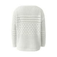 thumbnail image 5 of cfhntfmh Women's Fall Long Sleeve Sweaters Crochet Crew Neck Solid Color Knit Pullover Hollow out Sweater Tops（White,X-Large), 5 of 5