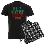 CafePress - Im Nice She's Naughty Elf Hat Pajamas - Men's Dark Loose Fit Cotton Pajama Set