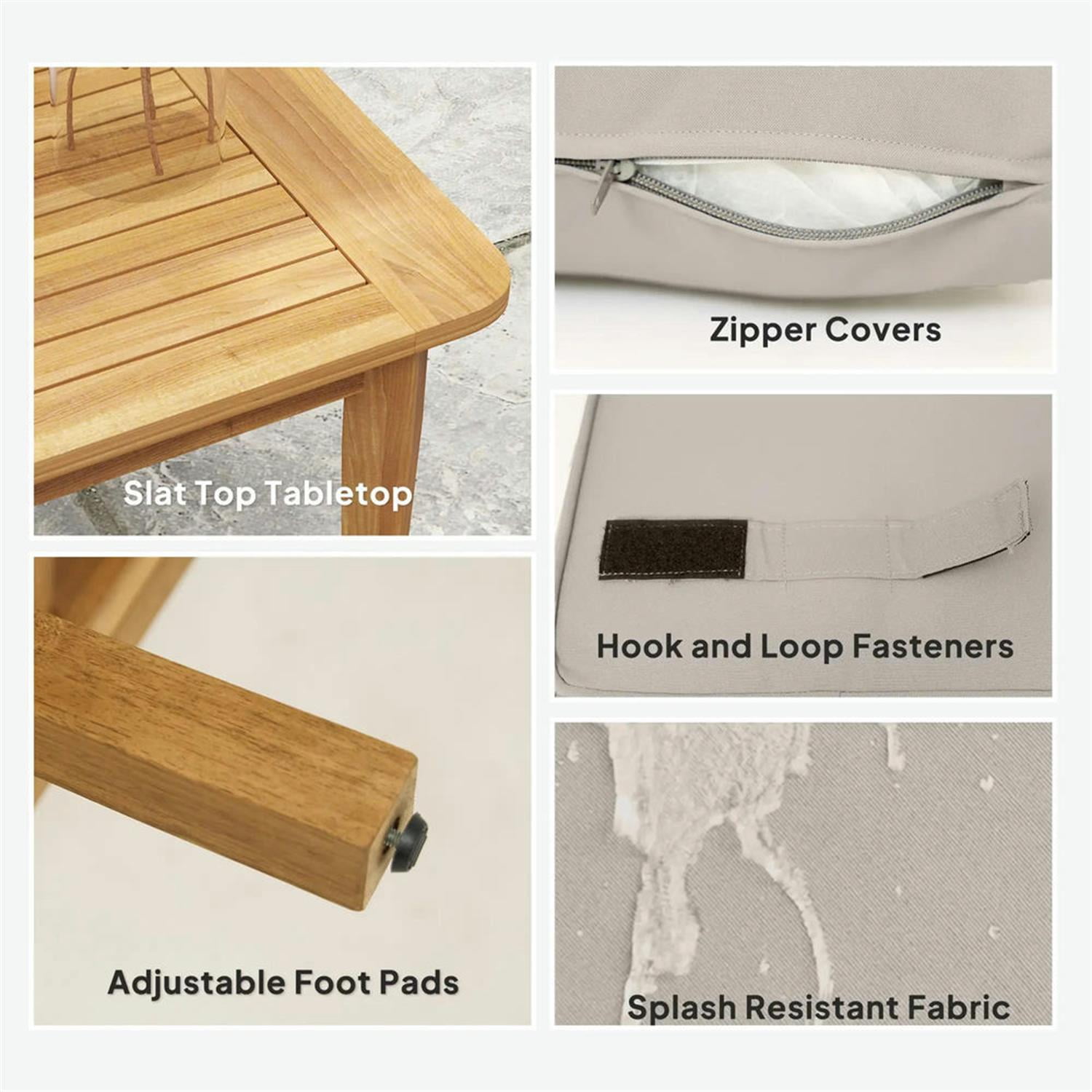 Demi Bonn 48" Acacia Wood Outdoor Sofa Set, Durable Teak Conversation Set with Thick Cushions for Garden & Patio, Brown