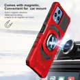 thumbnail image 4 of Compatible for T-Mobile REVVL 6 5G Case with Tempered Glass Screen Protector [Military Grade] Ring Car Magnetic Mount Kickstand Shockproof Phone Cover - Red, 4 of 7